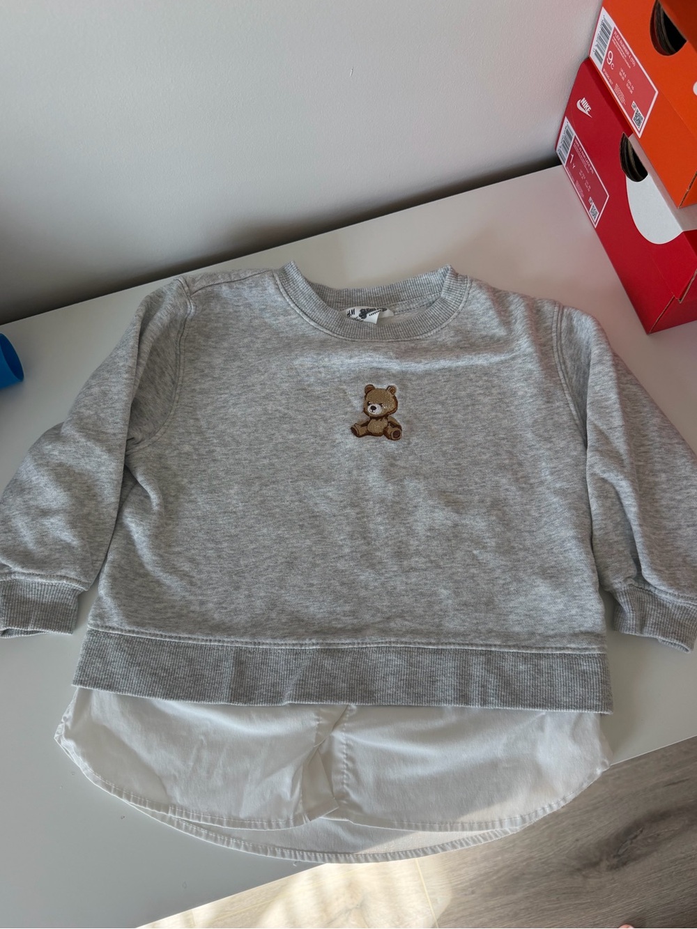 H&M Light Gray Kids Sweatshirt with Teddy Patch